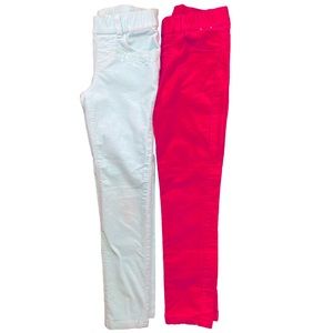 GYMBOREE 2 PAIRS OF PANTS LIGHT BLUE HOT PINK FOR KIDS GIRLS SIZE 6